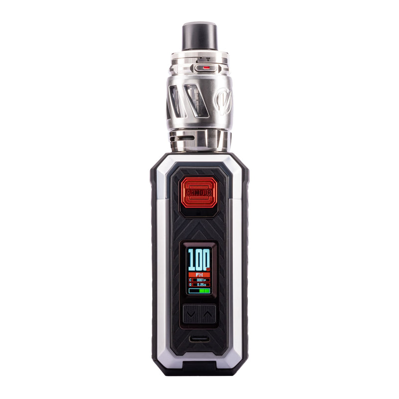 Front image of silver Armour S vape kit by Vaporesso.