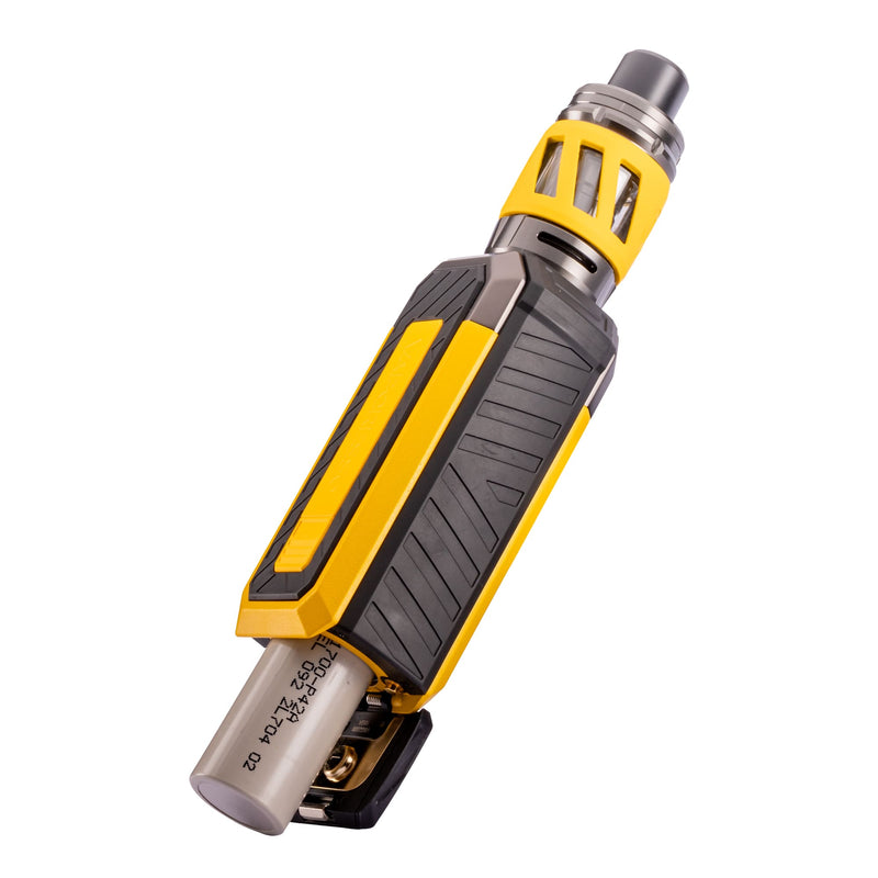 Battery door open showing battery placement on Vaporesso Armour S vape kit.