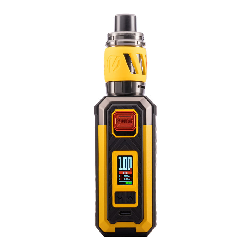 Front image of yellow Armour S vape kit by Vaporesso.