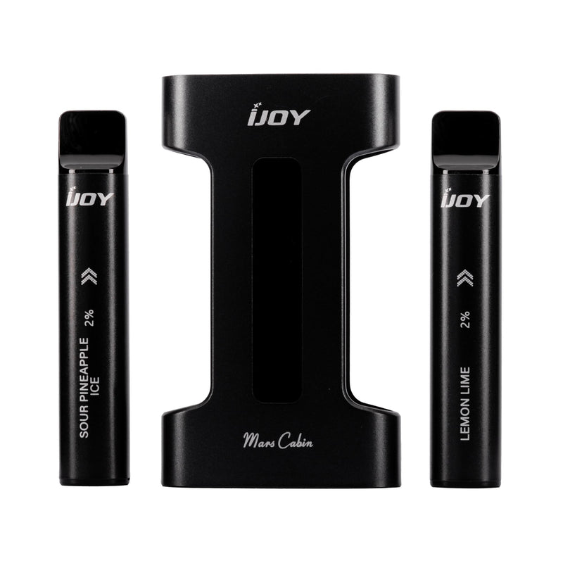 Black Warrior iJoy Mars Cabin 600 Vape Kit, Front of Device With Both Pods Separated