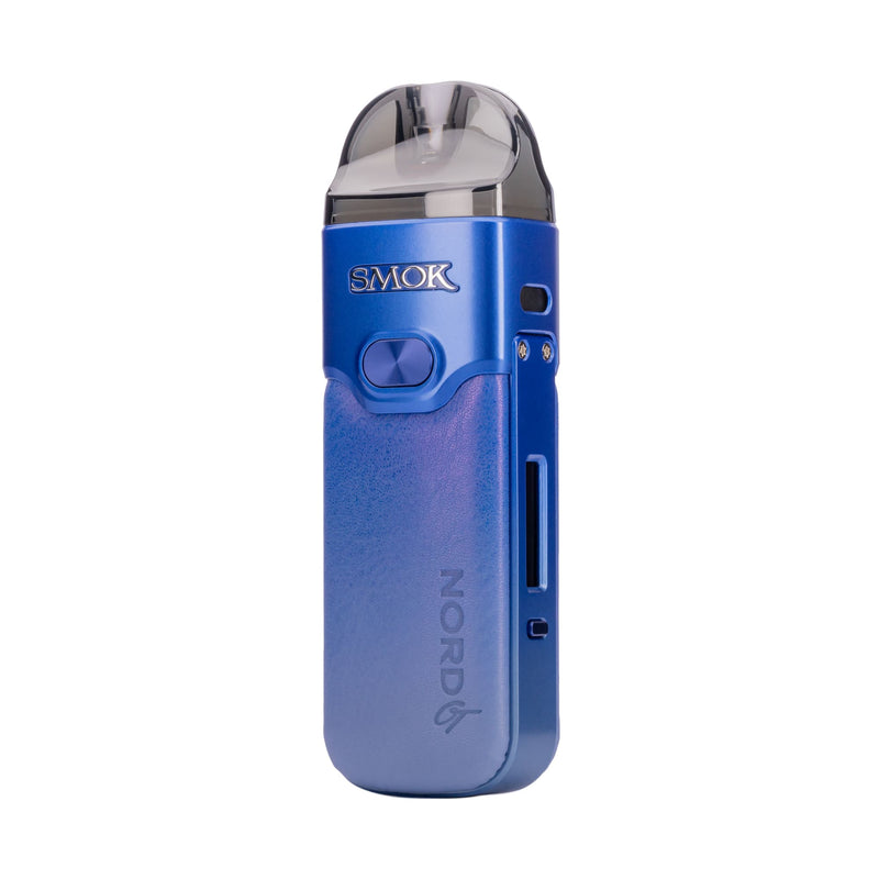 Front side image of blue gradient leather Smok Nord GT vape kit.