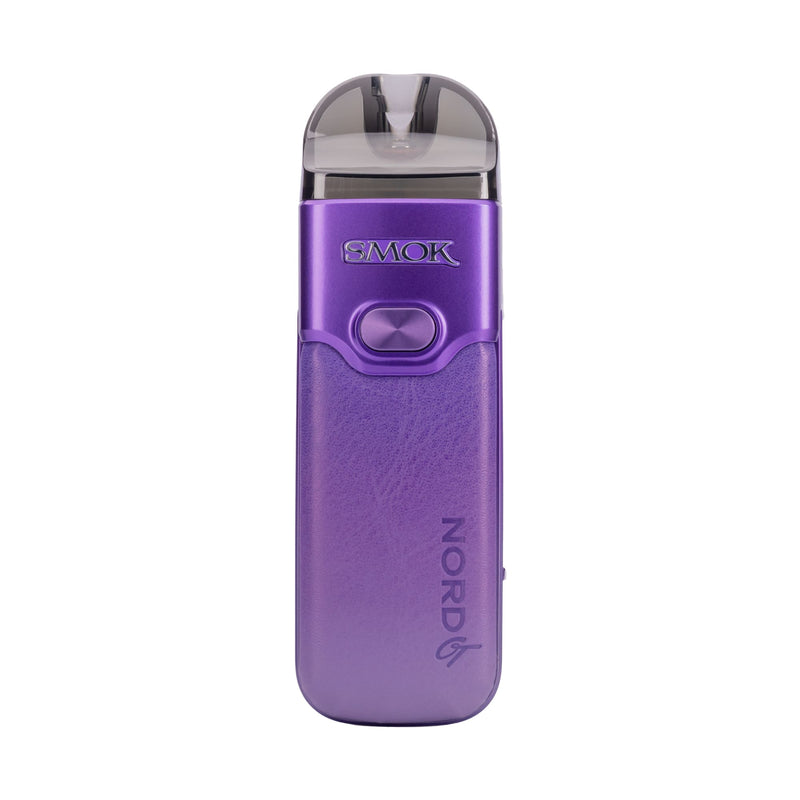 Front image of purple leather Smok Nord GT vape kit.