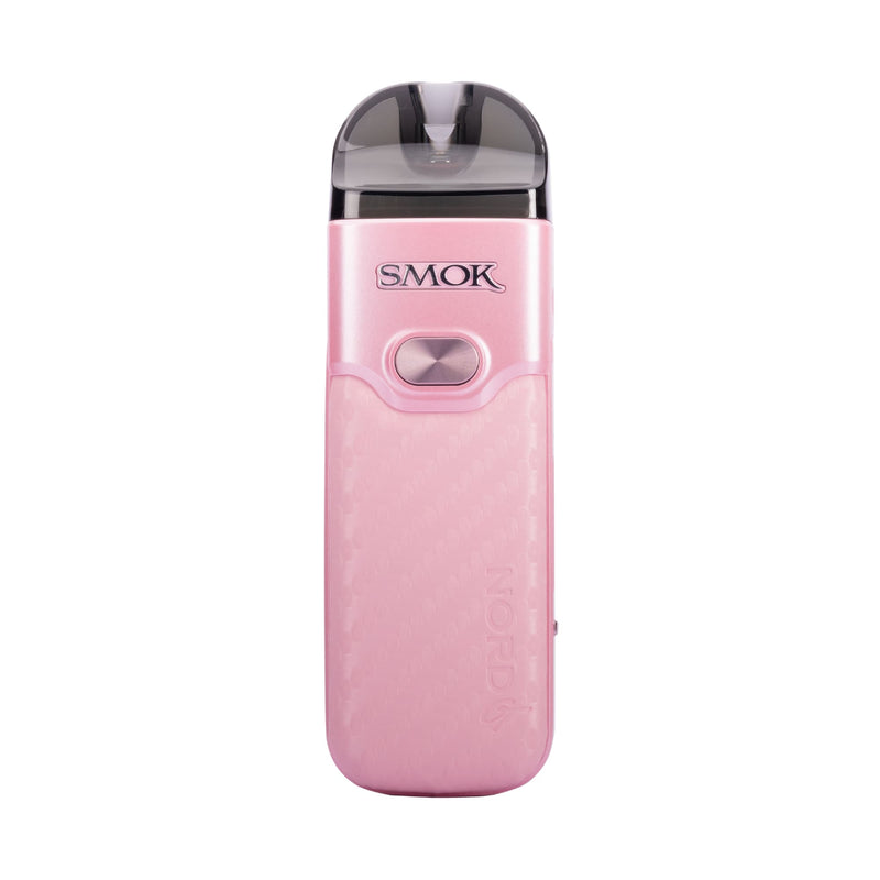 Front image of pink leather Smok Nord GT vape kit.
