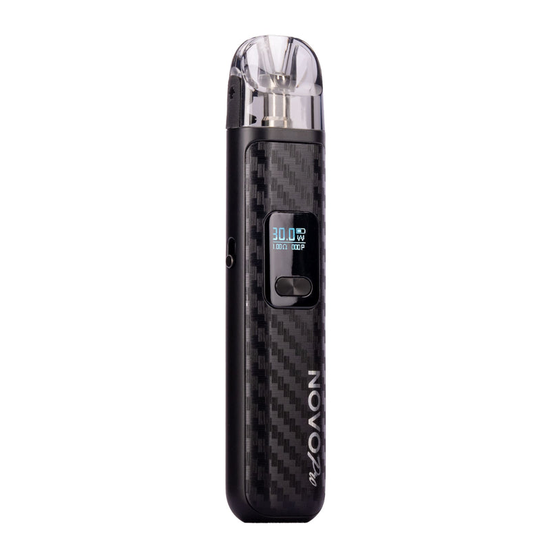 Angled side on image of Black Carbon Fibre Smok Novo Pro kit.