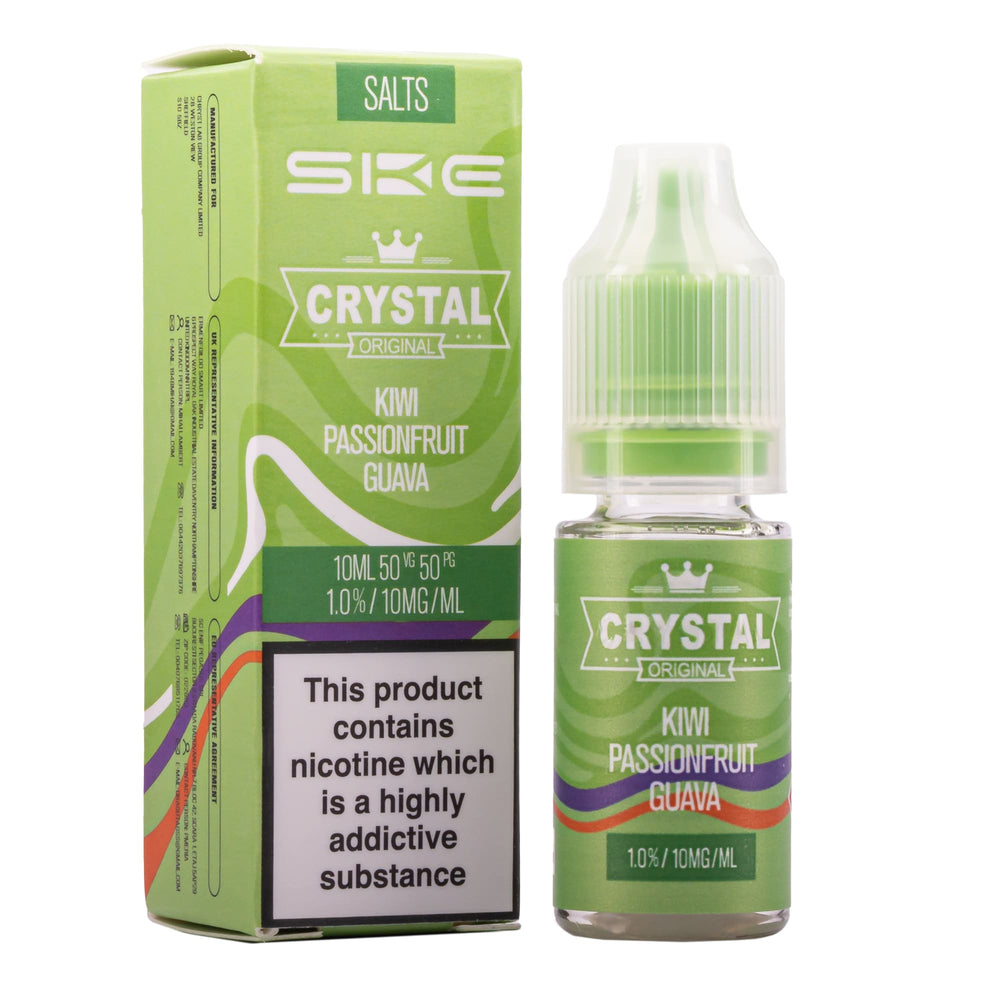 SKE Crystal Nic Salt Kiwi Passionfruit Guava 10ml bottle and box