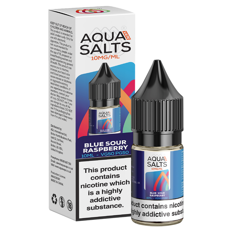 Blue Sour Raspberry Nic Salt by Aqua Salts 10ml 10mg