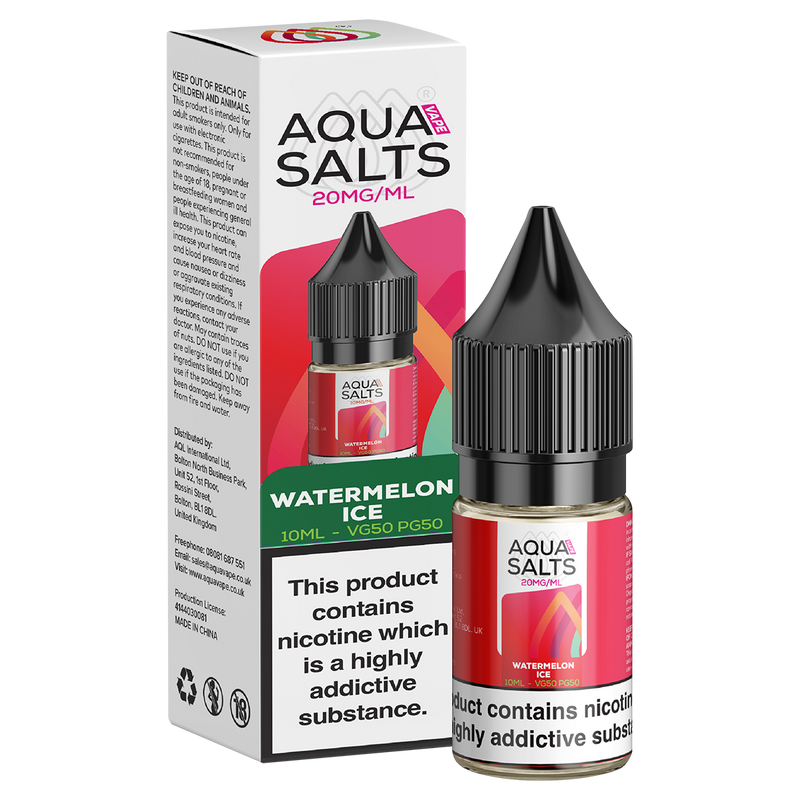 Watermelon Ice Nic Salt by Aqua Salts 10ml 20mg