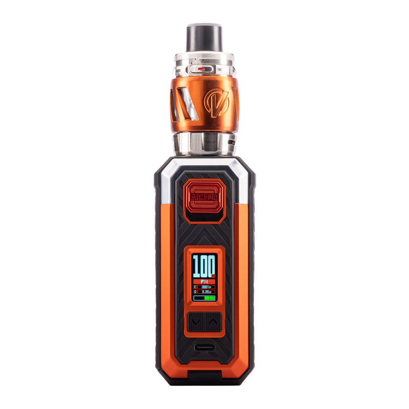 Front image of orange Armour S vape kit by Vaporesso.