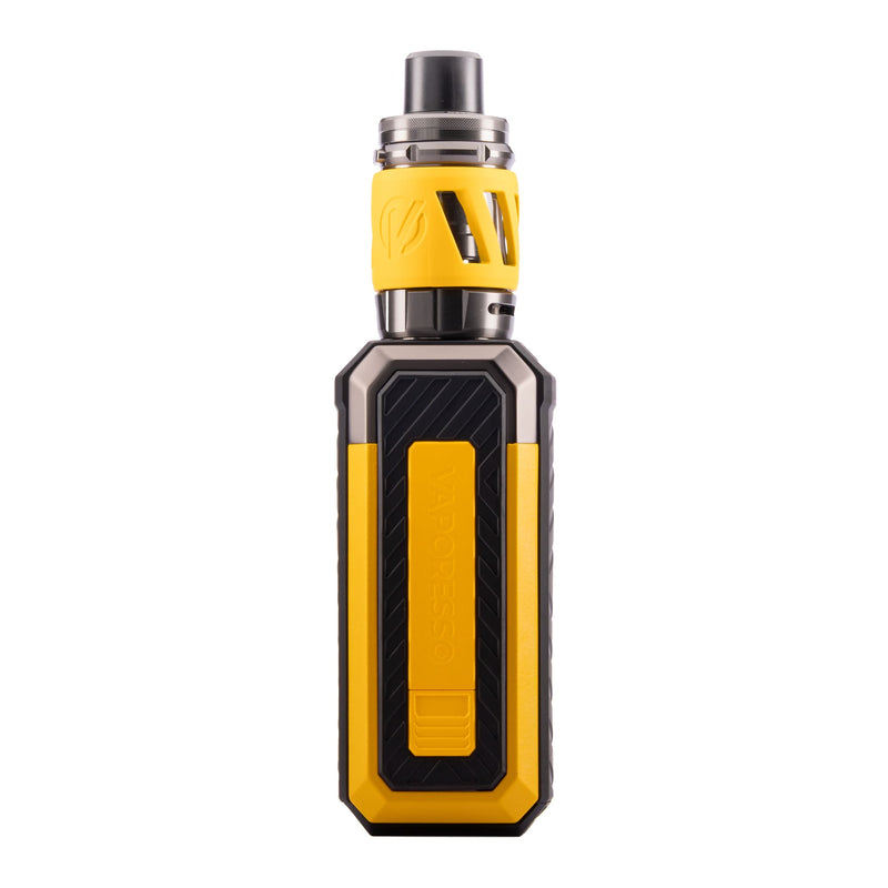 Back image of yellow Armour S vape kit.