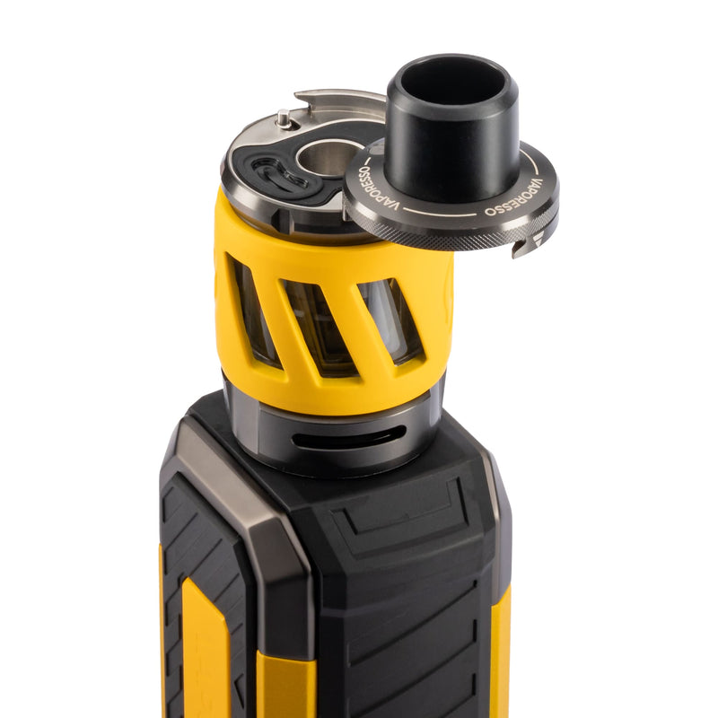 Mouthpiece twisted op to reveal filling hole on Armour S vape kit.