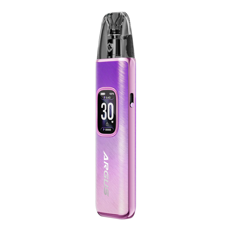 Front side render of Aurora Purple Argus G3 pod kit by Voopoo.