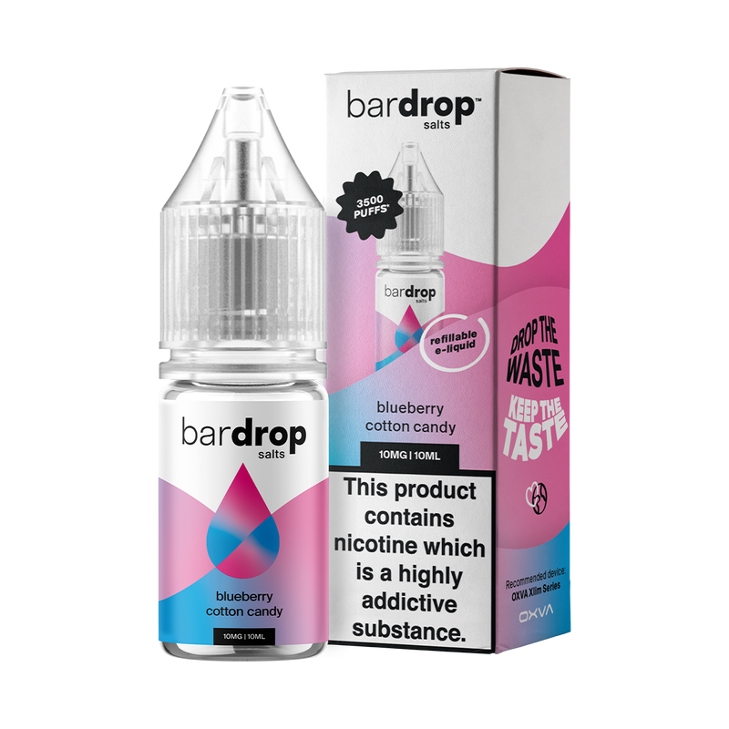 bar drop box bottle blueberry cotton candy