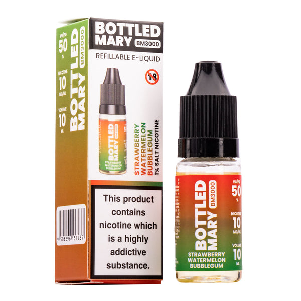 Bottled Mary Strawberry Watermelon Bubblegum Flavour Nic Salt E-Liquid 10ml