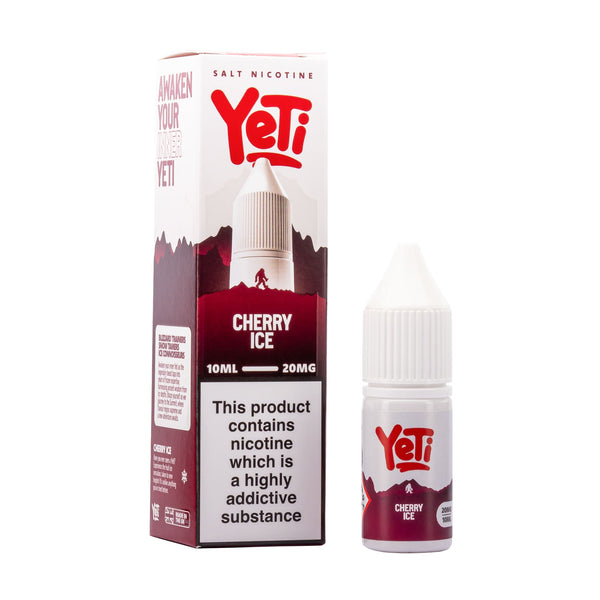 Yeti Cherry Ice nic salt e-liquid box and bottle render.