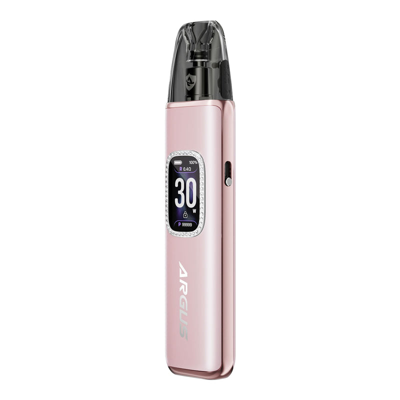 Front side render of Diamond Pink Argus G3 pod kit by Voopoo.