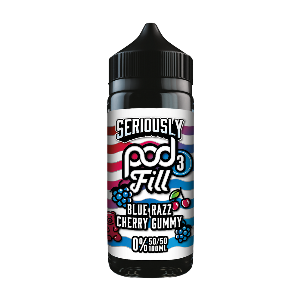 doozy 100ml seriously pod fill 3 blue razz cherry gummy