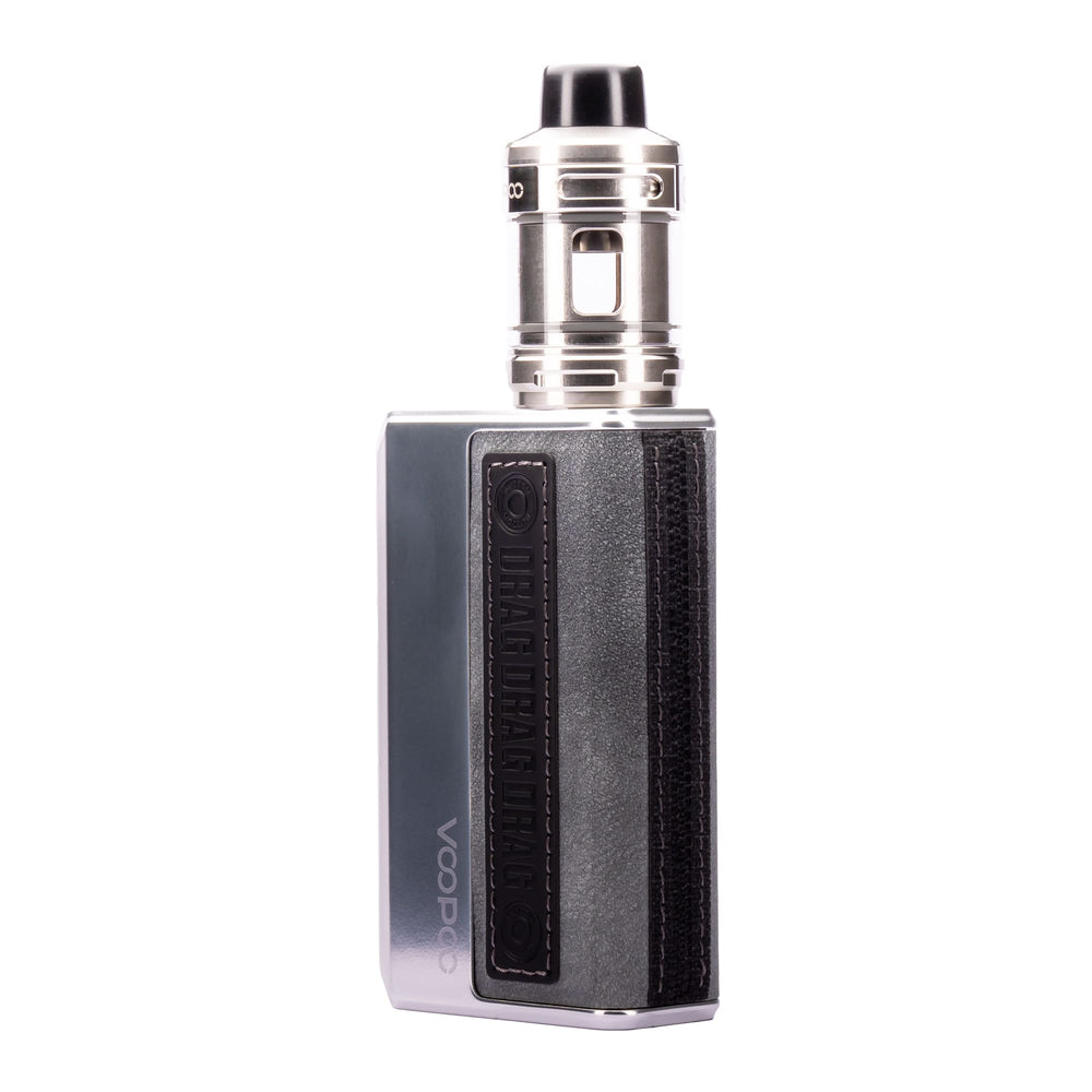 Back angled image of Silver Drag 5 vape kit by Voopoo.