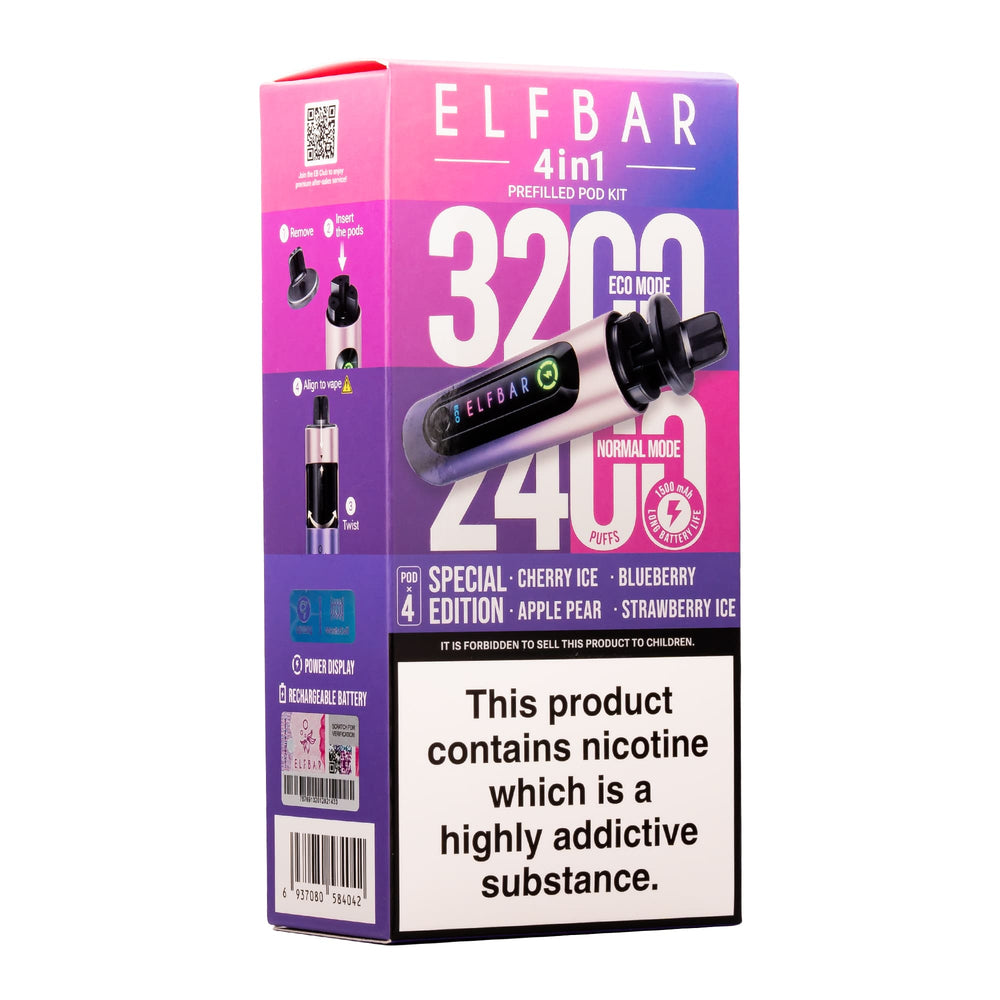 Render of Special Edition Elf Bar 4 in 1 pod kit box.