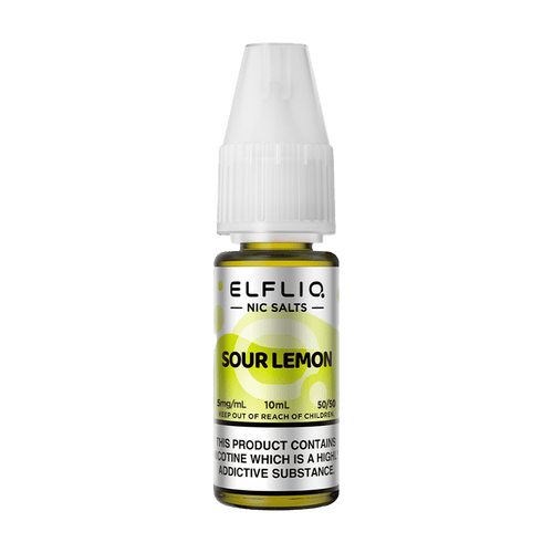Elfliq Sour Lemon 10ml nic salt bottle render.