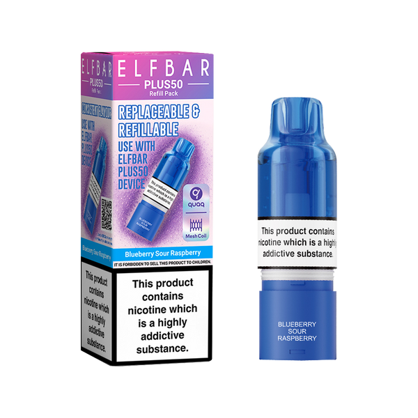Blueberry Sour Raspberry ElfBar Plus 50 Refill Pack