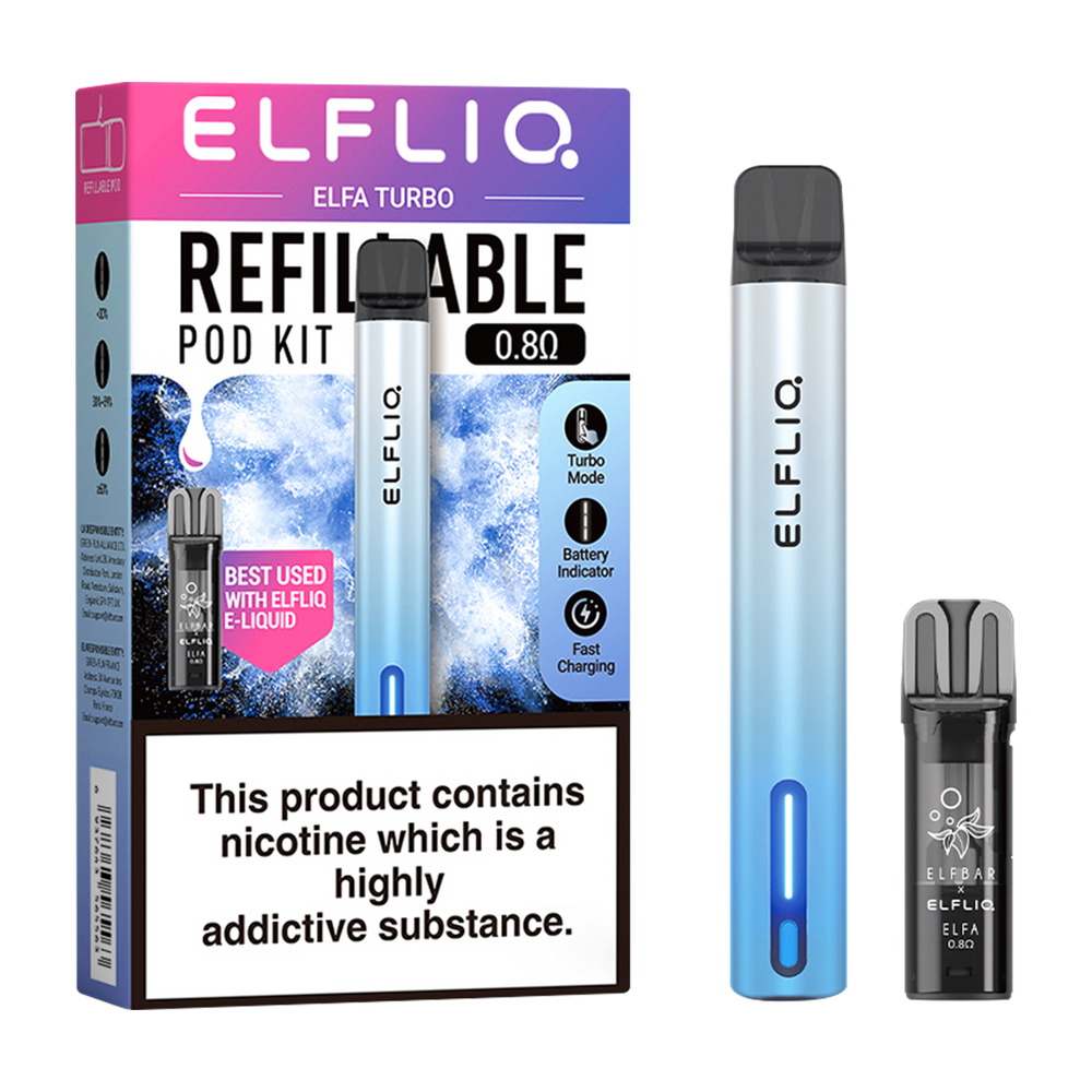 elfliq elfa turbo pod kit aurora cyan