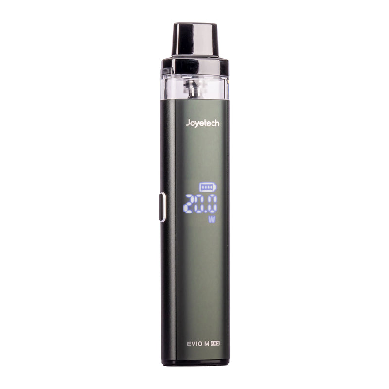 Front angled photo of Green Evio M Pro vape kit by Joyetech.