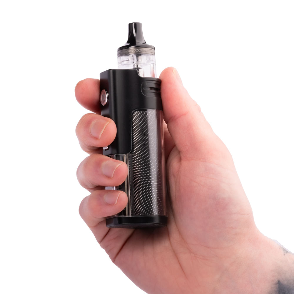 Black Flexus AIO Vape Kit in hand.