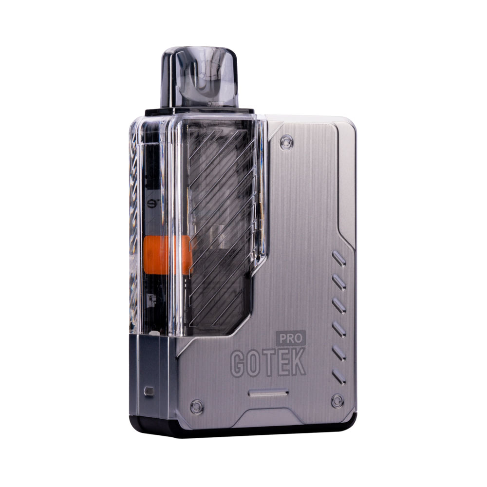 Front Angled Image of Aspire GoteK Pro Pod Kit in Stainless Steel