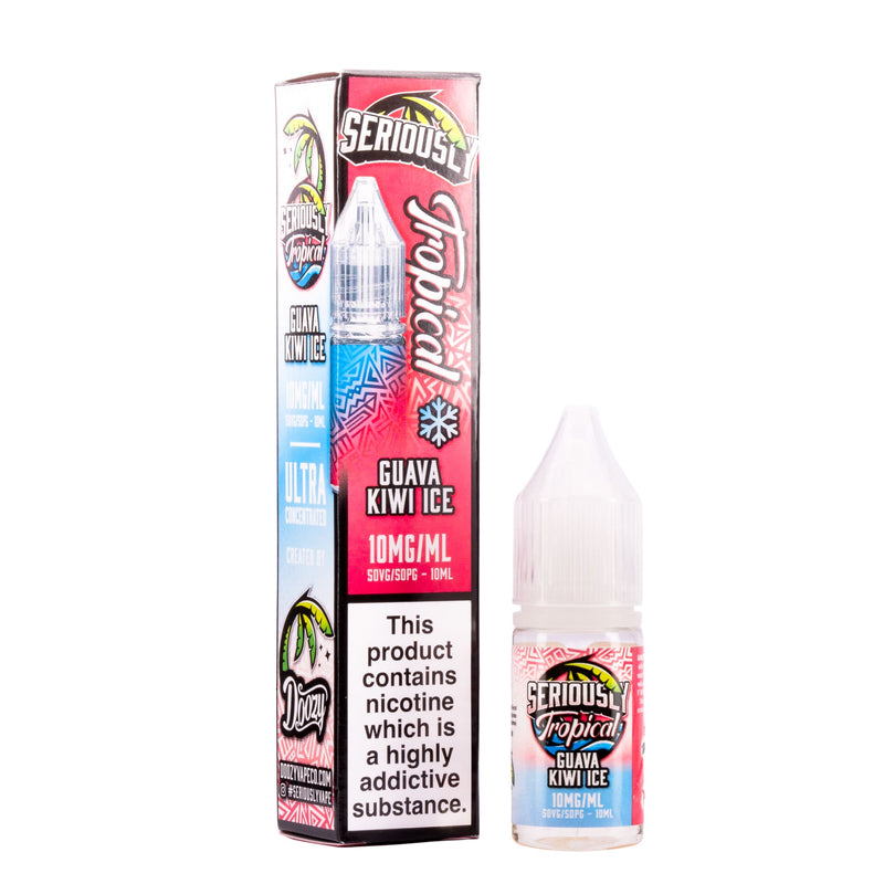 Render of Seriously Tropical Guava Kiwi Ice nic salt e-liquid.