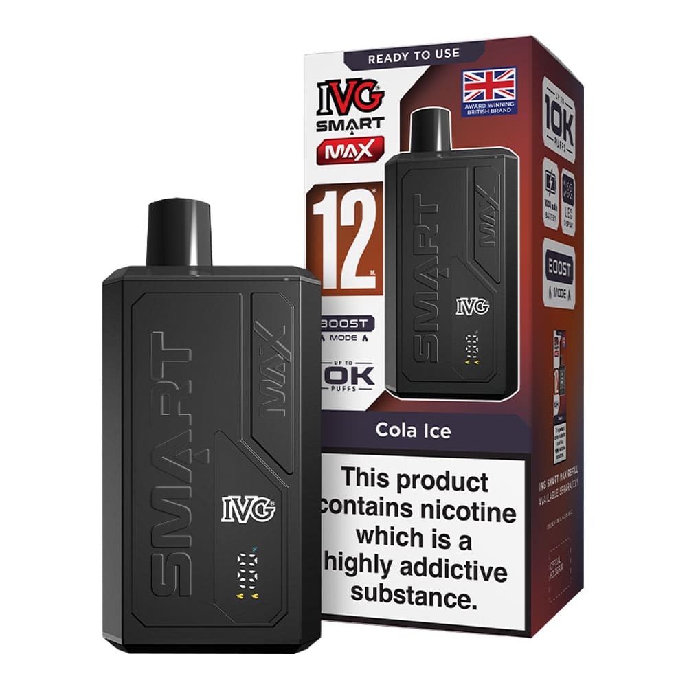 IVG Cola Ice Smart Max vape kit and box render.