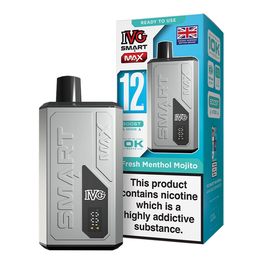 IVG Fresh Menthol Mojito Smart Max vape kit and box render.