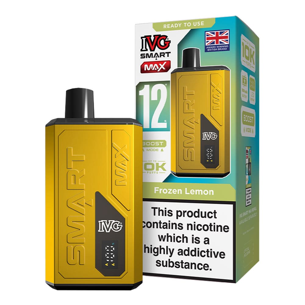 IVG Frozen Lemon Smart Max vape kit and box render.