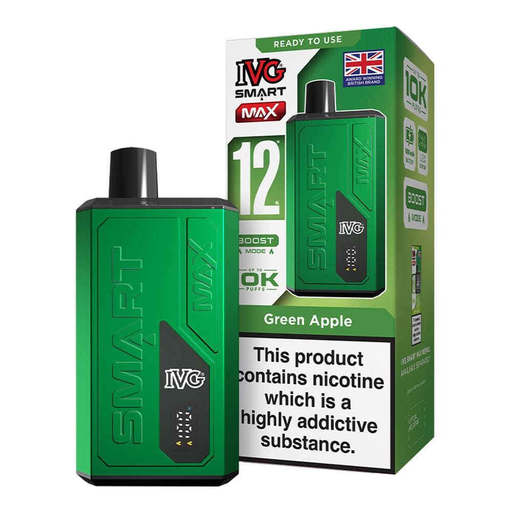 IVG Green Apple Smart Max vape kit and box render.