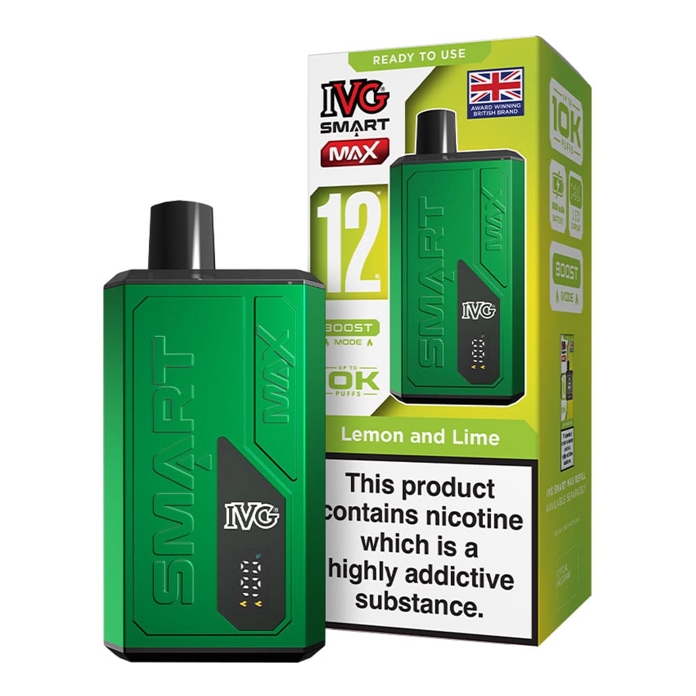 IVG Lemon Lime Smart Max vape kit and box render.