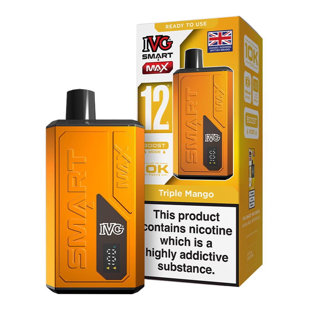 IVG Triple Mango Smart Max vape kit and box render.