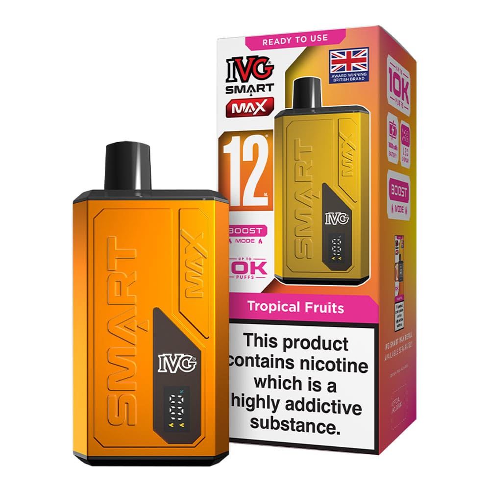 IVG Tropical Fruits Smart Max vape kit and box render.