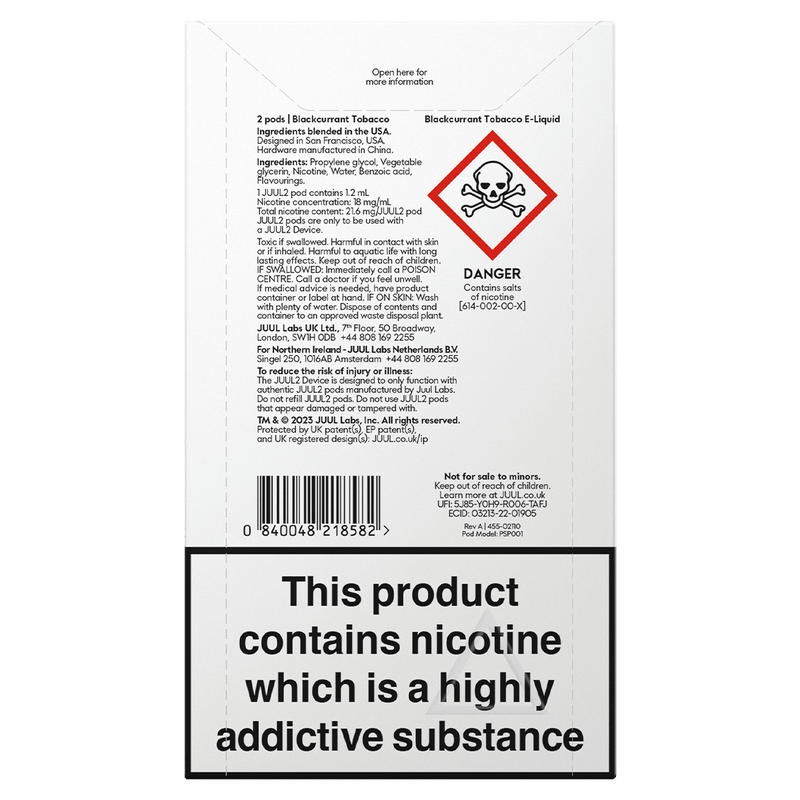 JUUL2 Blackcurrant Tobacco (Pack of 2) Back