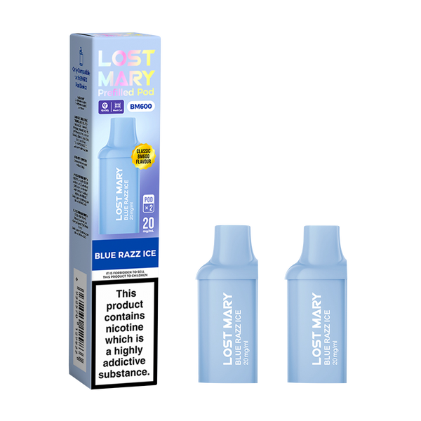 Lost Mary BM600 blue razz ice pre-filled pods render.