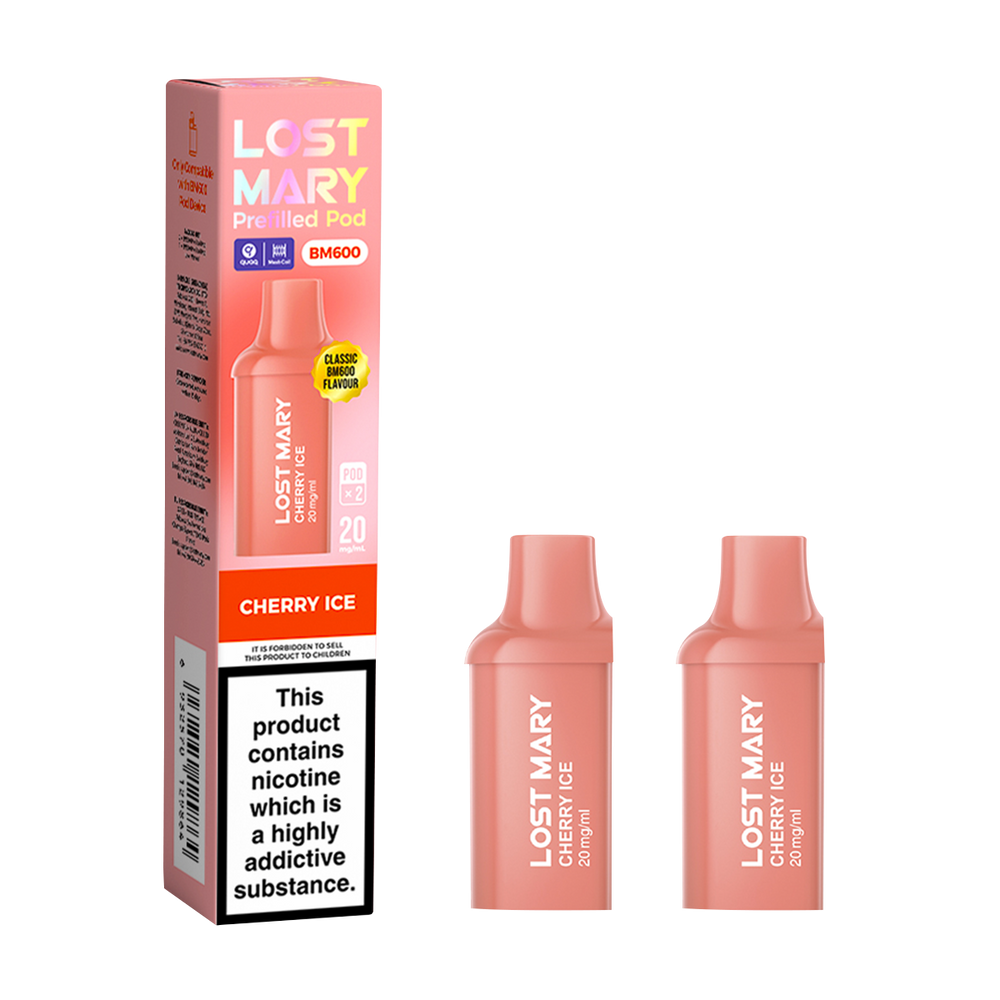 Lost Mary BM600 cherry ice pre-filled pods render.