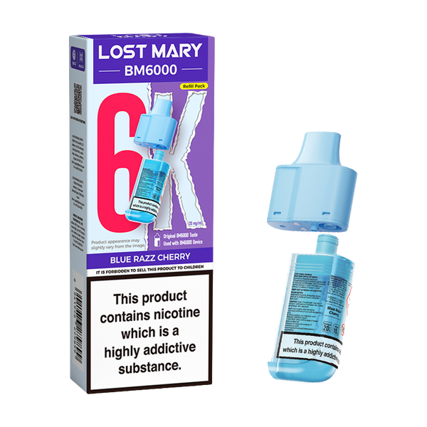 lost mary bm6000 refill pack blue razz cherry