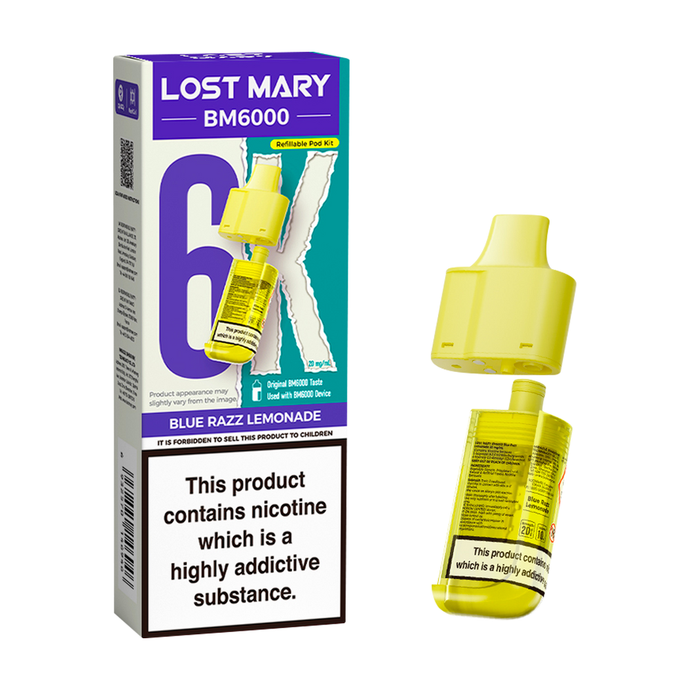 lost mary bm6000 refill pack blue razz lemonade
