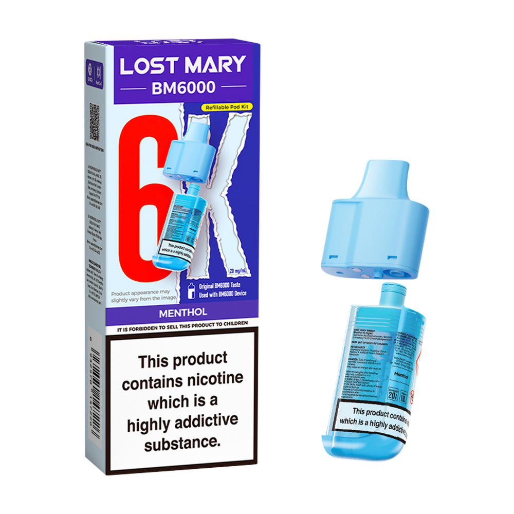 Menthol Lost Mary BM6000 Refill Pack | Prefilled Pods Royal Flush Vape Menthol Lost Mary BM6000 Refill Pack | Prefilled Pods Royal Flush Vape