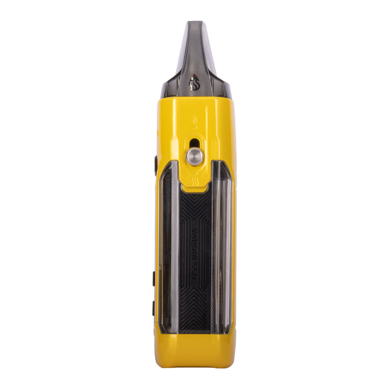 Side image of Dazzling Yellow Vaporesso Luxe X Pro vape kit.