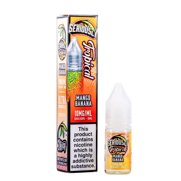 Render of Seriously Tropical Mango Banana nic salt e-liquid.