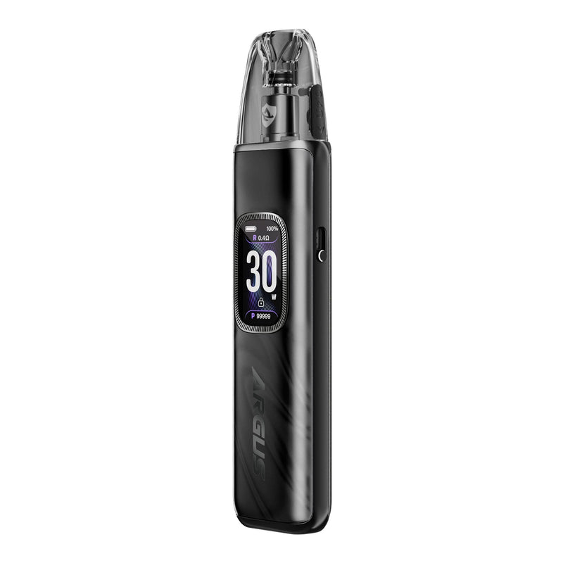 Front side render of Midnight Black Argus G3 pod kit by Voopoo.