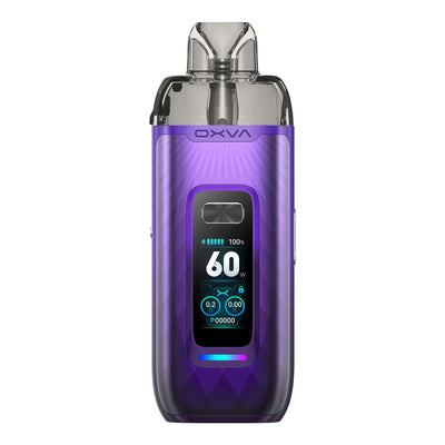 Front side of Auroral Purple Oxva VPrime pod kit.