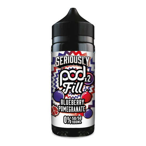 Blueberry Pomegranate Seriously Pod Fill 100ml shortfill e-liquid bottle render.