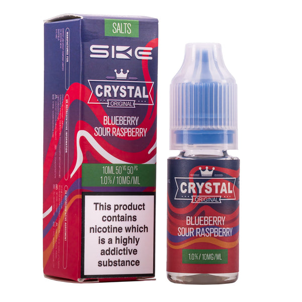 SKE Crystal Nic Salt Blueberry Sour Raspberry 10ml bottle and box