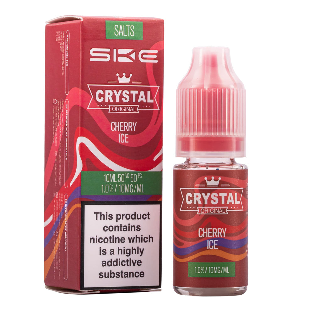 SKE Crystal Nic Salt Cherry Ice 10ml bottle and box