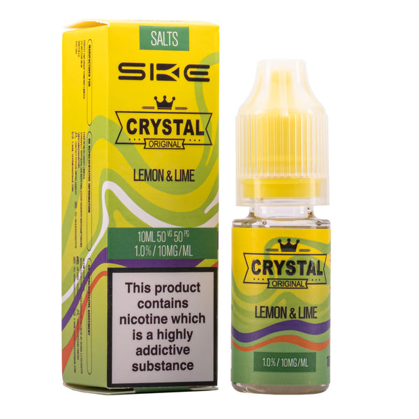 SKE Crystal Nic Salt Lemon and Lime 10ml bottle and box